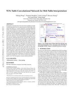 TCN: Table Convolutional Network for Web Table Interpretation