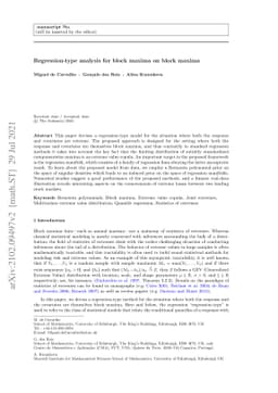 Regression-type analysis for block maxima on block maxima