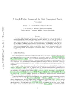 A Simple Unified Framework for High Dimensional Bandit Problems