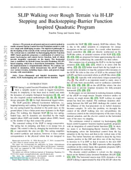 SLIP Walking over Rough Terrain via H-LIP Stepping and
  Backstepping-Barrier Function Inspired Quadratic Program