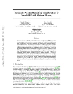 Symplectic Adjoint Method for Exact Gradient of Neural ODE with Minimal
  Memory