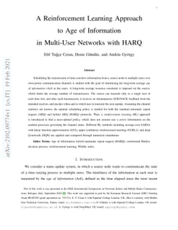 A Reinforcement Learning Approach to Age of Information in Multi-User
  Networks with HARQ