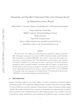 Sequential- and Parallel- Constrained Max-value Entropy Search via
  Information Lower Bound