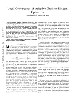Local Convergence of Adaptive Gradient Descent Optimizers
