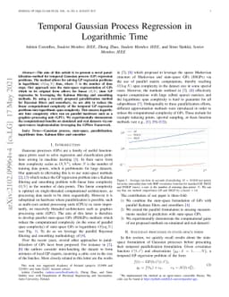 Temporal Gaussian Process Regression in Logarithmic Time