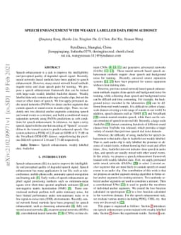 Speech enhancement with weakly labelled data from AudioSet