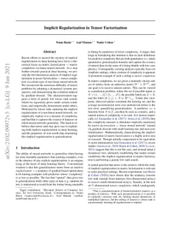 Implicit Regularization in Tensor Factorization