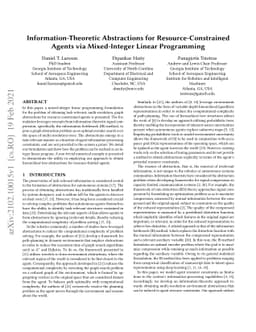 Information-Theoretic Abstractions for Resource-Constrained Agents via
  Mixed-Integer Linear Programming