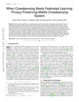 When Crowdsensing Meets Federated Learning: Privacy-Preserving Mobile
  Crowdsensing System