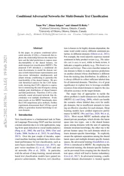 Conditional Adversarial Networks for Multi-Domain Text Classification