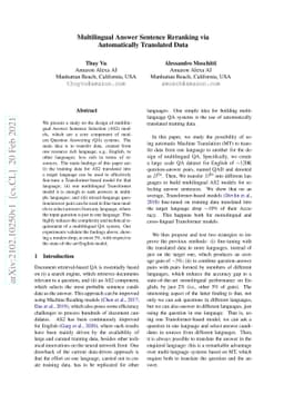 Multilingual Answer Sentence Reranking via Automatically Translated Data