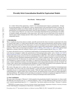 Provably Strict Generalisation Benefit for Equivariant Models