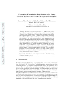 Exploring Knowledge Distillation of a Deep Neural Network for
  Multi-Script identification