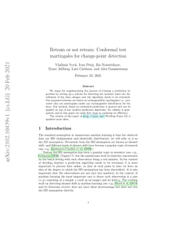 Retrain or not retrain: Conformal test martingales for change-point
  detection