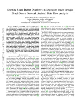 Spotting Silent Buffer Overflows in Execution Trace through Graph Neural
  Network Assisted Data Flow Analysis