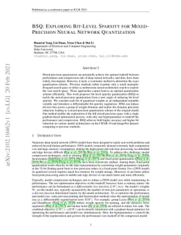 BSQ: Exploring Bit-Level Sparsity for Mixed-Precision Neural Network
  Quantization