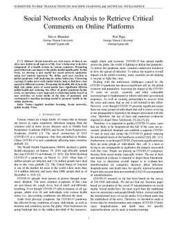Social Networks Analysis to Retrieve Critical Comments on Online
  Platforms