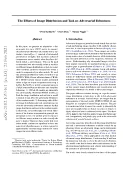 The Effects of Image Distribution and Task on Adversarial Robustness