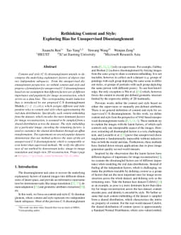 Rethinking Content and Style: Exploring Bias for Unsupervised
  Disentanglement