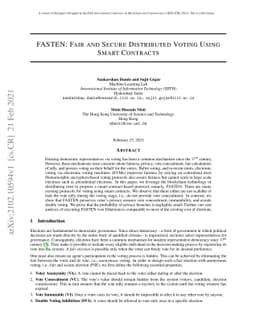 FASTEN: Fair and Secure Distributed Voting Using Smart Contracts