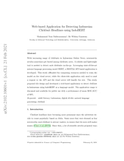 Web-based Application for Detecting Indonesian Clickbait Headlines using
  IndoBERT