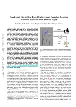 Accelerated Sim-to-Real Deep Reinforcement Learning: Learning Collision
  Avoidance from Human Player