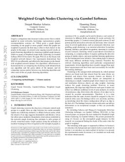 Weighted Graph Nodes Clustering via Gumbel Softmax
