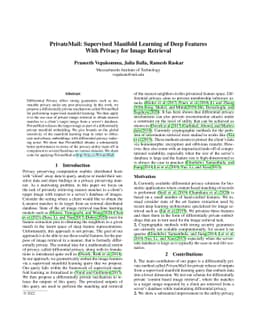 PrivateMail: Supervised Manifold Learning of Deep Features With
  Differential Privacy for Image Retrieval