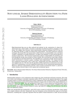Non-linear, Sparse Dimensionality Reduction via Path Lasso Penalized
  Autoencoders