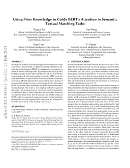 Using Prior Knowledge to Guide BERT's Attention in Semantic Textual
  Matching Tasks