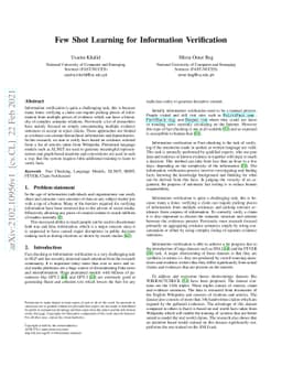 Few Shot Learning for Information Verification