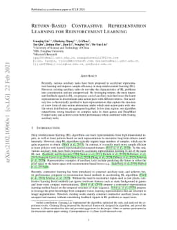 Return-Based Contrastive Representation Learning for Reinforcement
  Learning
