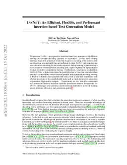 InsNet: An Efficient, Flexible, and Performant Insertion-based Text
  Generation Model