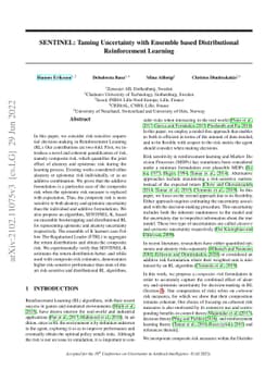 SENTINEL: Taming Uncertainty with Ensemble-based Distributional
  Reinforcement Learning