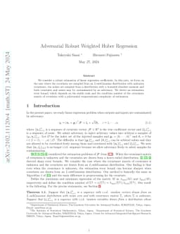Adversarial robust weighted Huber regression