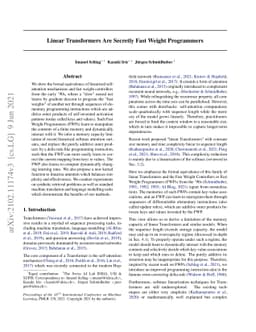 Linear Transformers Are Secretly Fast Weight Programmers