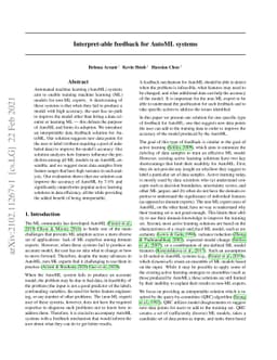 Interpret-able feedback for AutoML systems