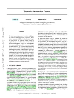 Generative Archimedean Copulas