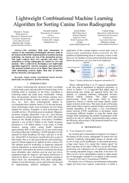 Lightweight Combinational Machine Learning Algorithm for Sorting Canine
  Torso Radiographs