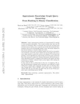 Approximate Knowledge Graph Query Answering: From Ranking to Binary
  Classification