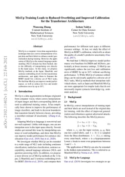 MixUp Training Leads to Reduced Overfitting and Improved Calibration for
  the Transformer Architecture
