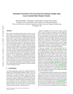 Automatic Extraction of Secrets from the Transistor Jungle using
  Laser-Assisted Side-Channel Attacks