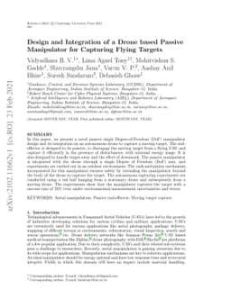 Design and Integration of a Drone based Passive Manipulator for
  Capturing Flying Targets