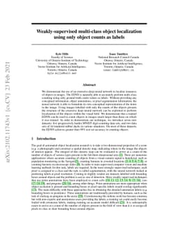 Weakly-supervised multi-class object localization using only object
  counts as labels