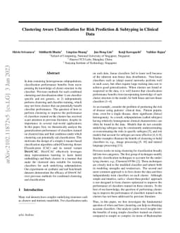 Clustering Aware Classification for Risk Prediction and Subtyping in
  Clinical Data