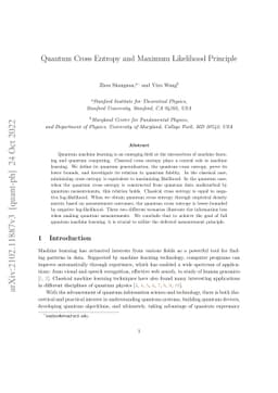 Quantum Cross Entropy and Maximum Likelihood Principle