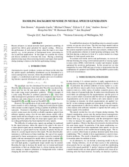 Handling Background Noise in Neural Speech Generation