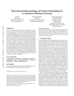 Theoretical Understandings of Product Embedding for E-commerce Machine
  Learning