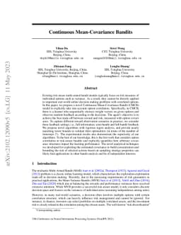 Continuous Mean-Covariance Bandits