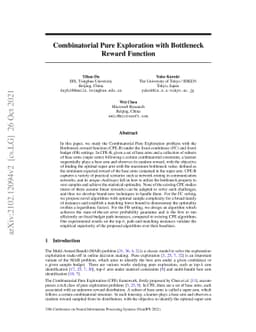 Combinatorial Pure Exploration with Bottleneck Reward Function